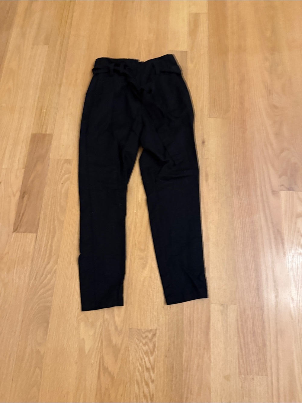 Linen Black High-Waist Slim Tapered Pants